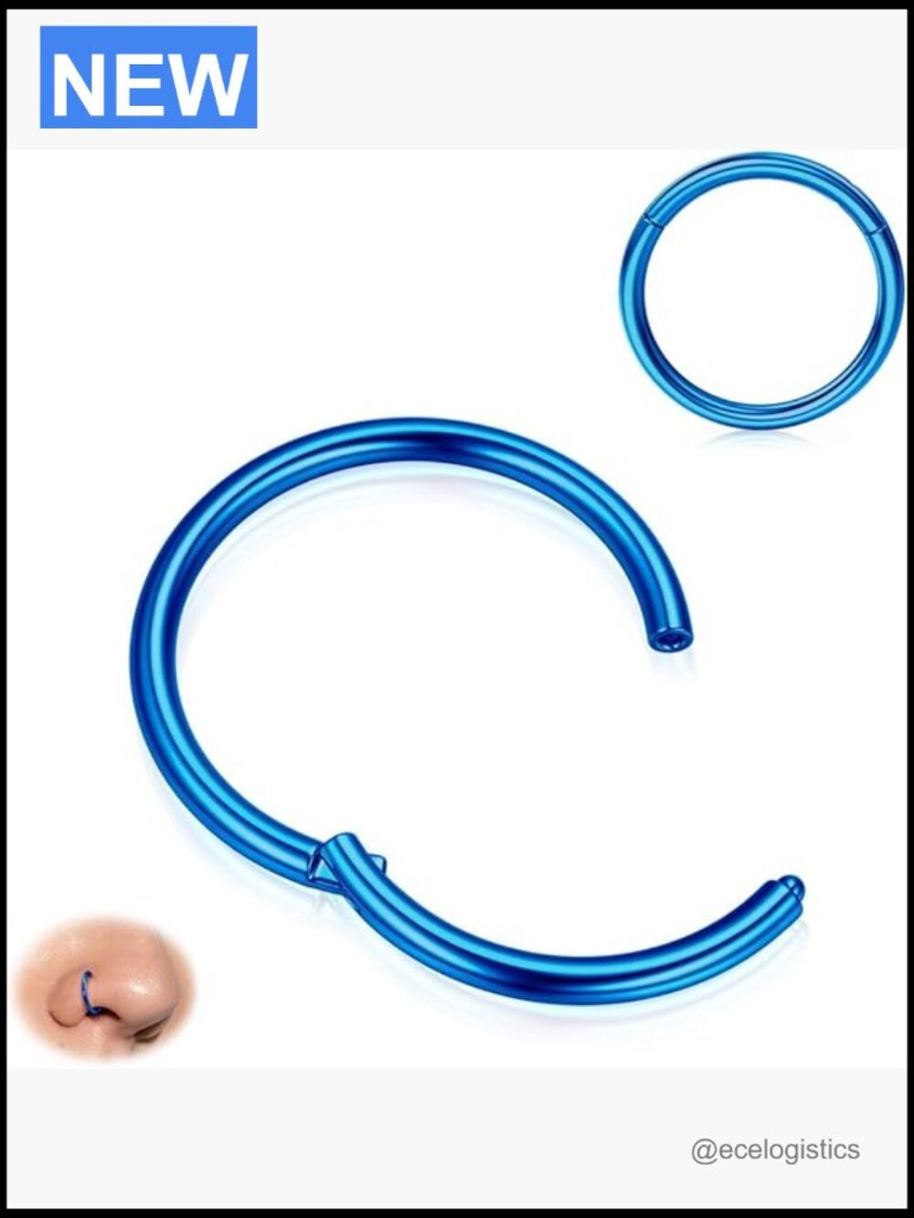 316L Surgical Steel Hinged Nose Ring Hoop - Septum Clicker Lip Cartilage Helix